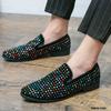 Luxury Designer Charm Rhinestones Pointed Flats Oxford Shoes Man Men Casual Loafers Formal Dress Footwear Shoes for Men