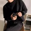 Men's Solid Color Korean Style Round Neck Knitted Sweater - Trendy Loose Fit for Autumn and Winter
