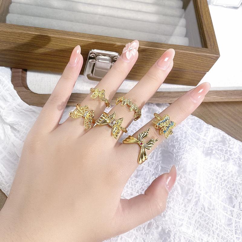 Medieval Butterfly Series Open Ring Niche Light Luxury High Sense Personalized Retro Ring Woman