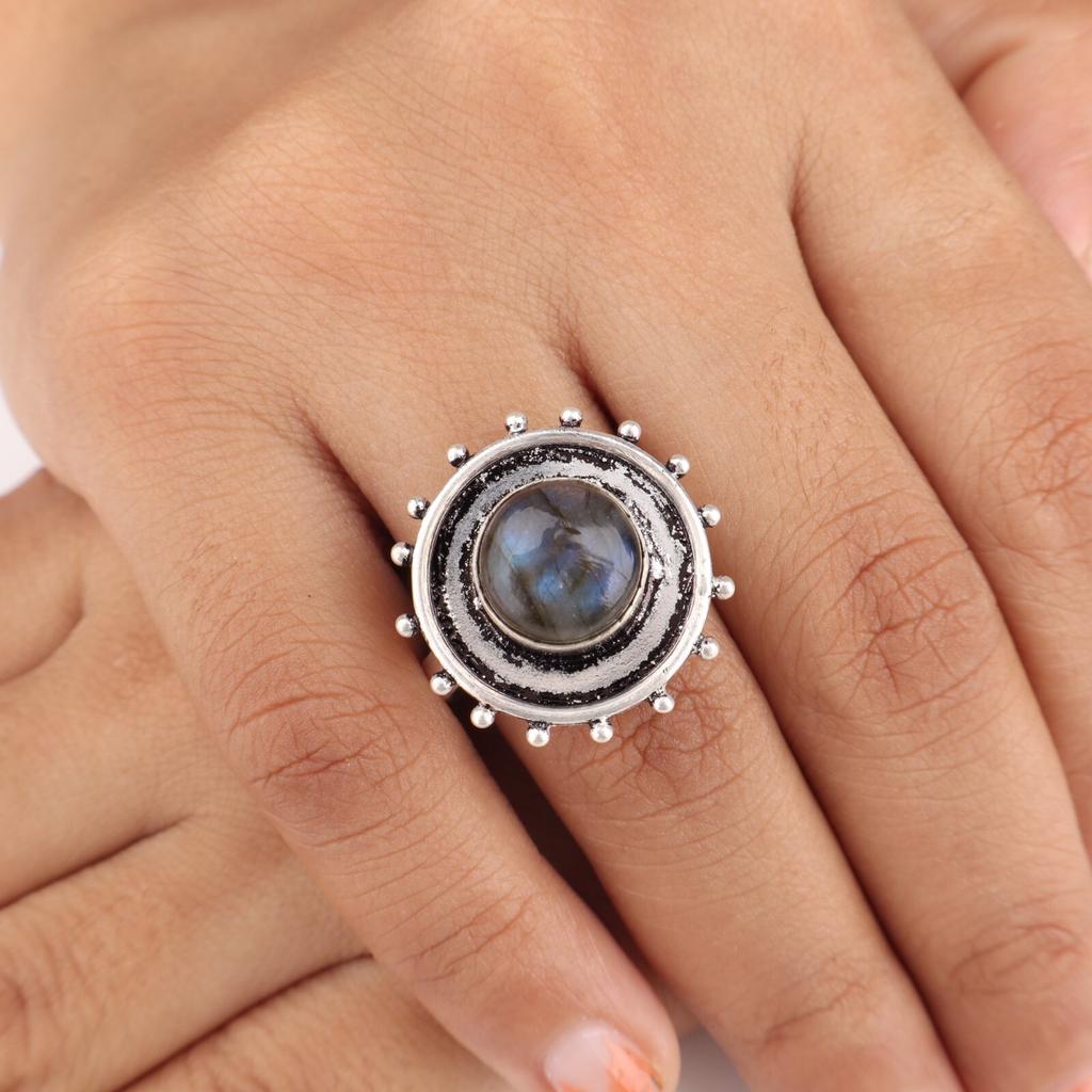 Natural Labradorite Gemstone 925 Sterling Silver Jewelry Handmade Ring For Women RR-49-27