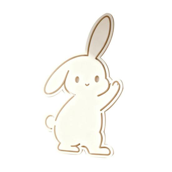 Cute Bunny Wall Decal Easter Wall Sticker Wooden Rabbit Animal Wall Art Decor