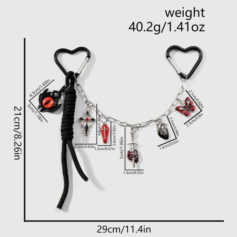 Bag Charm Handbag Chain Decoration for Women Gothic Punk Devil Eye Butterfly Tassels Pendant Accessories for Purse Chain