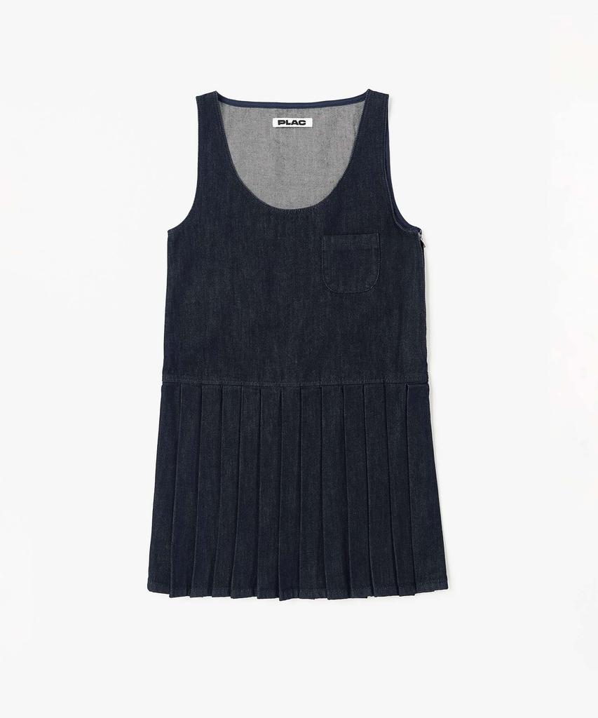 Plack Woman Pleated Denim Dress Deep Indigo