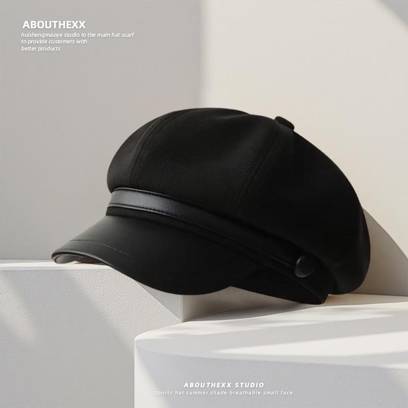 

Шерстяная шляпа с большой головой Женская Ретро Британский стиль Восьмиугольная шляпа Корейский стиль Утка Клюв Шляпа газетчика Повседневная Универсальная Шляпа художника M（56-58cm）