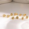 Stainless Steel Flower Ear Studs With Gold Plating For Women Summer