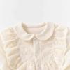British Baby Spring and Autumn Clothing for Girls, Pure Cotton Romper with Stylish Lace Trim, Princess Style for Full Month and 100 Days Celebrations