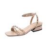 Women Studded Sandals Low Heel Roman Slippers Non Slip Vulcanized Shoes Casual Summer Footwear Hot Sale