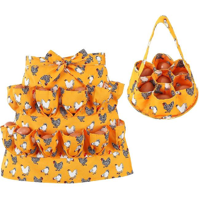 Фартук и корзина для сбора яиц, фартук для сбора куриных яиц с 12 карманами, корзина для сбора куриных яиц с 7 карманами, сборщик куриных яиц Yellow Flower Chicken, Ha