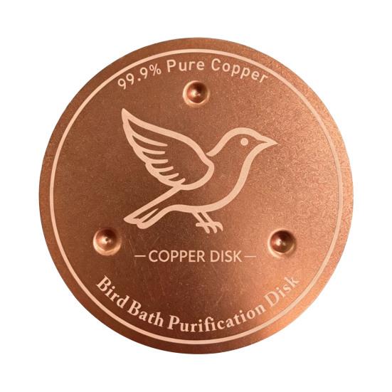 Bird Bath Maintenance Tool Copper Disc, Water Purifier Pure 3 Point Purification Disc for Birds Support, 4 Inch Outdoor Garden Natural