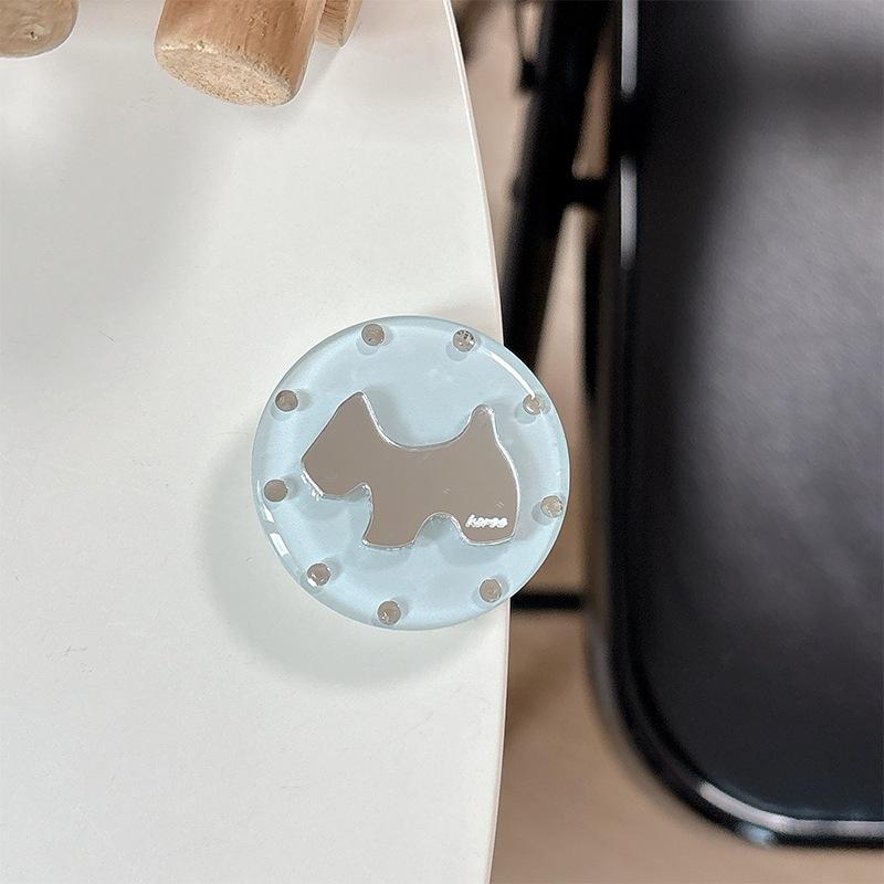 Creative Puppy Mirror Telescopic Desktop Watching Drama Mobile Phone Airbag Holder Paste Simple Rhinestone Solid Color Round Ring Ring