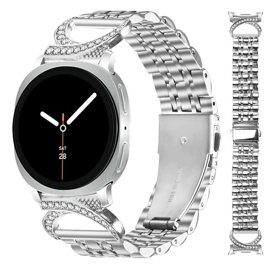 Pasek do zegarka Samsung Galaxy Watch8 Classic 46mm/Watch8 44mm/40mm Siedmiorzędowy stal nierdzewna z cyrkoniami Złącze w stylu rogu bawolego