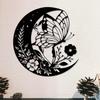 1pc Butterfly Moon Metal Wall Art Black Floral Crescent Sculpture Home Decor 15.75x14.88 Inch Housewarming Wedding Anniversary Christmas Gift