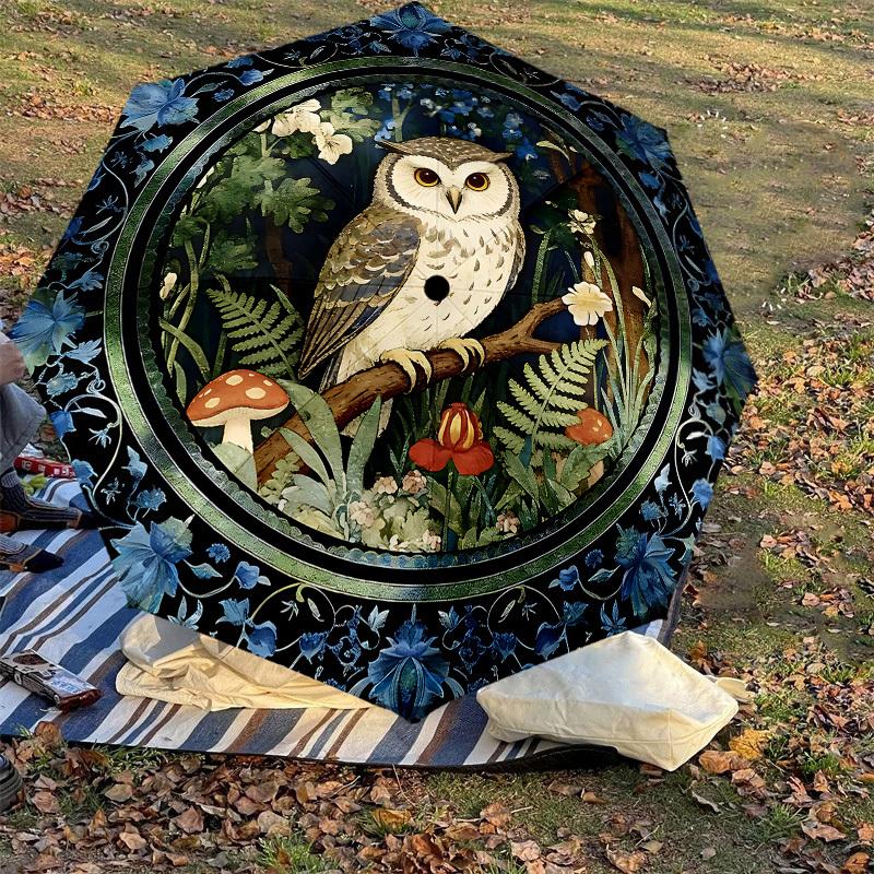 1PC Owl Forest Umbrella-8-Rib Reinforced, Automatic Open, Lightweight & Durable, Cute Fashion Accessory for Outdoor-K1261