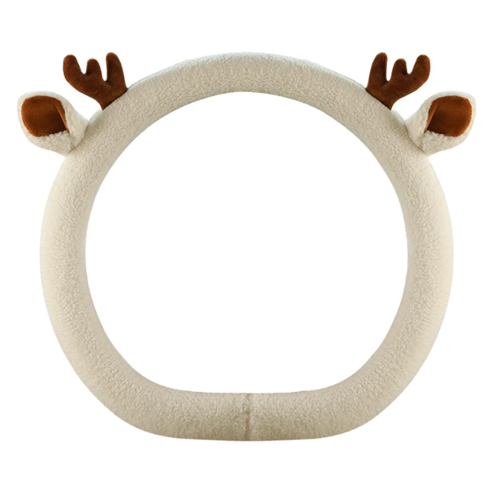 Warm Winter Plush Steering Wheel Cover Reindeer Antler Steering Wheel Cover Cars SUVs Trucks