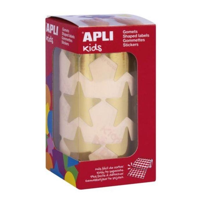 Rouleau de 708 gommettes étoiles dorées 33mm apli kids