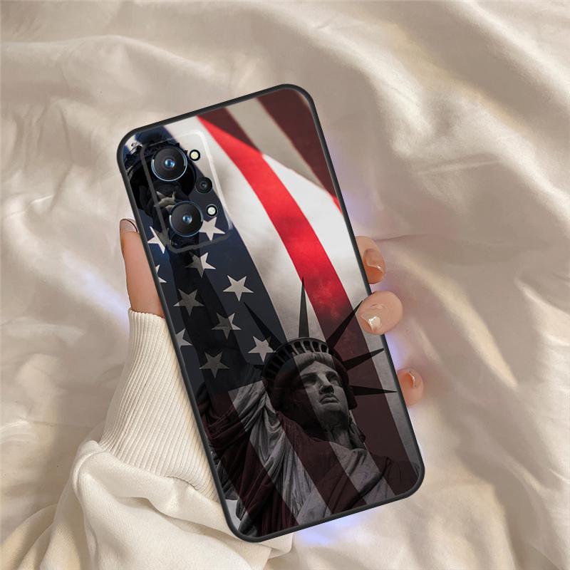 America Flag Statue of Liberty Case For Realme C71 C55 C67 C51 C75 C63 C61 C65 C53 C35 11 12 13 14 Pro Plus GT6 GT7 15 Pro