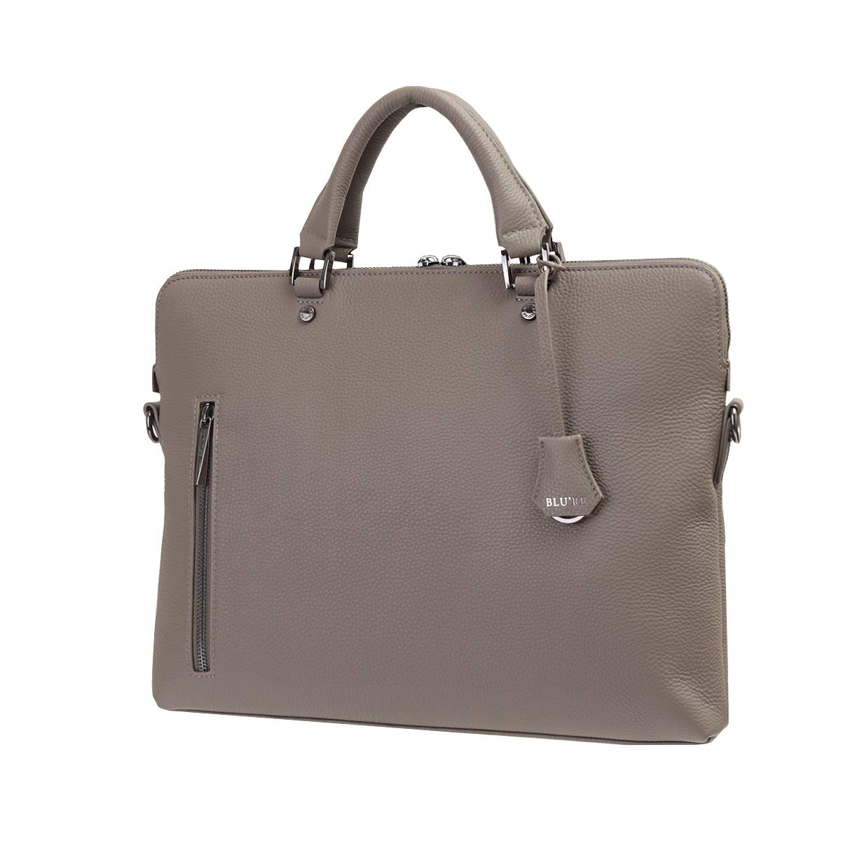 

Чоловіча сумка для документів Bluere з натуральної шкіри, повністю шкіряна, з тонкою вставкою, 2-стороння сумка-портфель з плечовим ременем [BLU-304] (Сіро-бежевий)