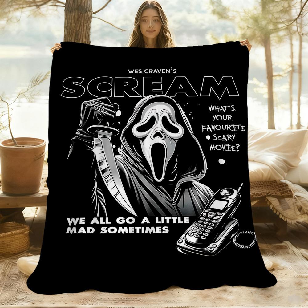 1ks Deka do filmu Vřískot Outdoorová lehká flanelová, měkká a teplá, pro celoroční použití na pohovku, ven, kempování, obývací pokoj, kancelář, židli