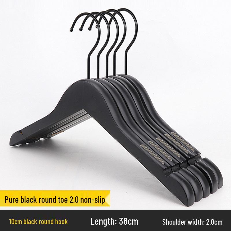 Women's Clothing & Children's Store Non-slip Solid Wood Hangers - Pure Black Trouser & Clothes Hangers