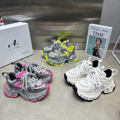 New Spring Women High Platform 6CM Casual Sneakers Lace-up Chunky Sneakers Korean All-match Designer Street Shoes Woman