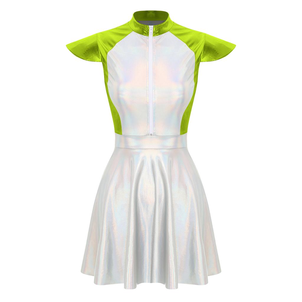 Costum Cosplay Halloween Femei Alien Design Drăguț Mânecă Cap Rochie Aline Strălucitoare Costum de Petrecere