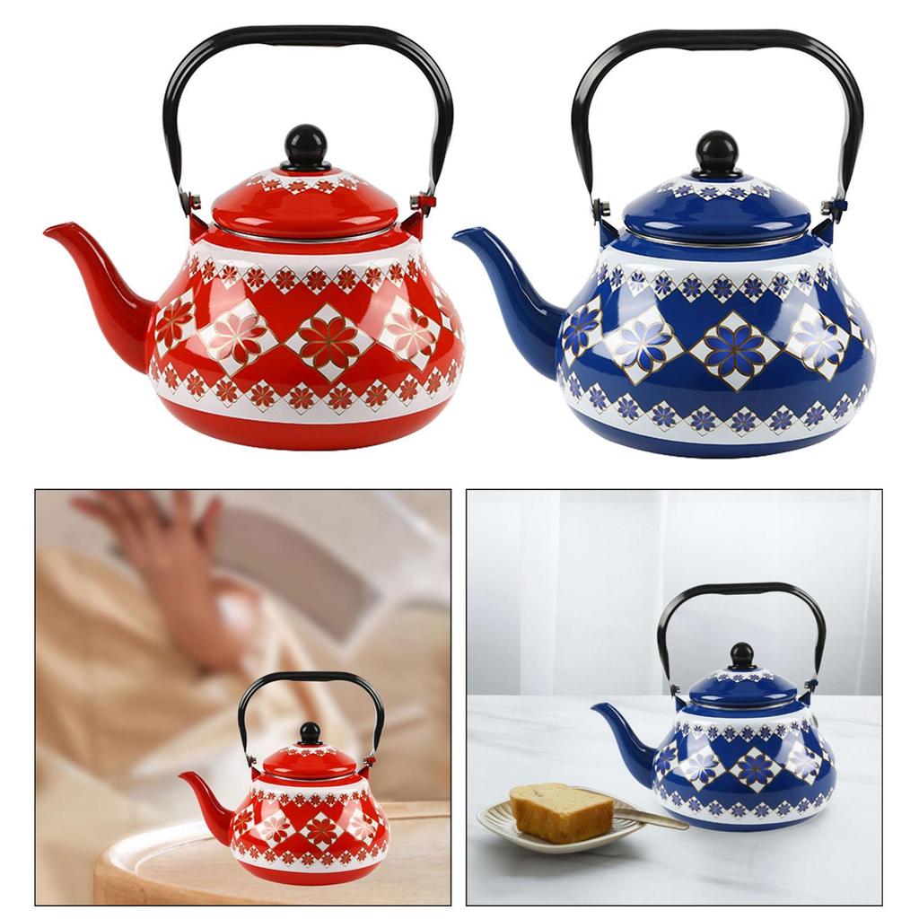Ceramic Teapot Tea Kettle Enamel Kettle Porcelain Tea Kettles for Boiling Hot Water for Outdoor Household Hotel Picnic Kitchen