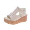 New Women's Slope Heel Summer Shoes Leather Zip Gladiator Sandals Woman Medium Heel Zip Platform Sandals Women High Heels