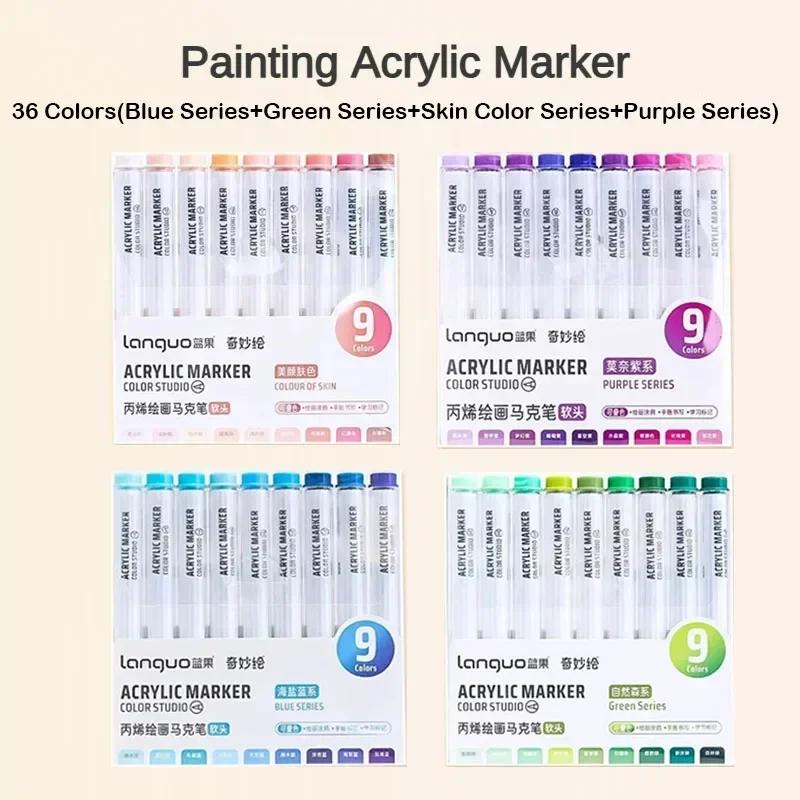 81/72/63/9 Colors Acrylic Paint Marker Pen DIY Painting Drawing for Card Ceramic Stone Mug Glass Fabric Art Supplies Stationery