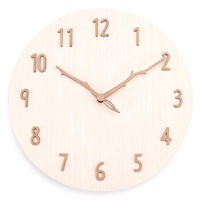 Nbdeal Radio-Controlled Wall Clock with Continuous Second Hand, Silent Operation, MDF Wooden Dial, Wooden Hands, 30cm Diameter, Stylish Analog, White