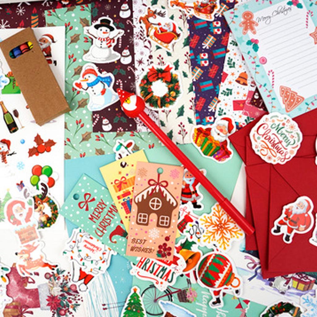 Merry Chrismas,Christmas Diary Set 87 Pieces, Christmas And New Year Gift Scrapbook Children's Diary Set For Girl 1ml