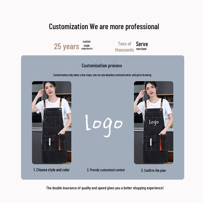 Cross-Border E-commerce Multi-Purpose Thick Canvas Apron for Kitchen, Painting, and Cooking with Custom Logo
