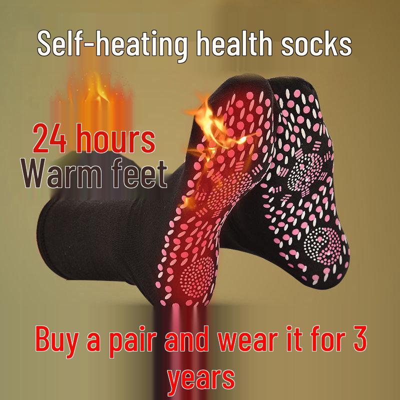 Self-Heating Tourmaline Massage Socks - Cold-Resistant, Warm, Sweat-Absorbing Cotton Mid-Tube Socks for Health Care.