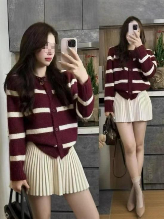 Striped Contrast Casual Round Neck Knit Cardigan Sweater - Versatile Autumn Winter Fashion for Women