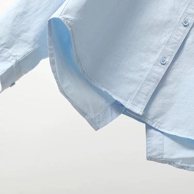 Women's Back Split Short Shirt Design Folded Pocket Jacket Leisure Outside Female Blouse