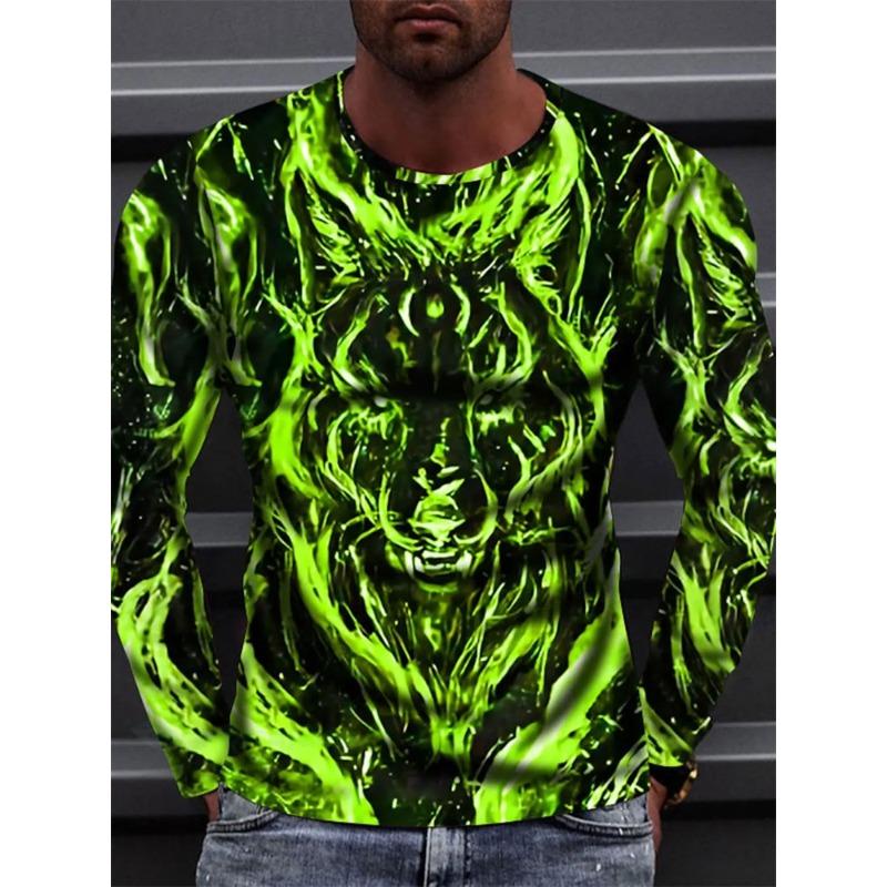 Уличная мода Мужская футболка с длинным рукавом с принтом скорпиона Осень Повседневная мужская футболка с длинным рукавом Верх для занятий спортом на открытом воздухе Мужской топ с длинным рукавом