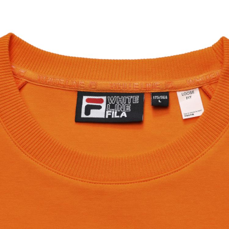 FILA Casual Loose Logo Knit Pullover Long Sleeve Sweatshirt Men sweatshirt Deep-Orange F51M249215F-OR