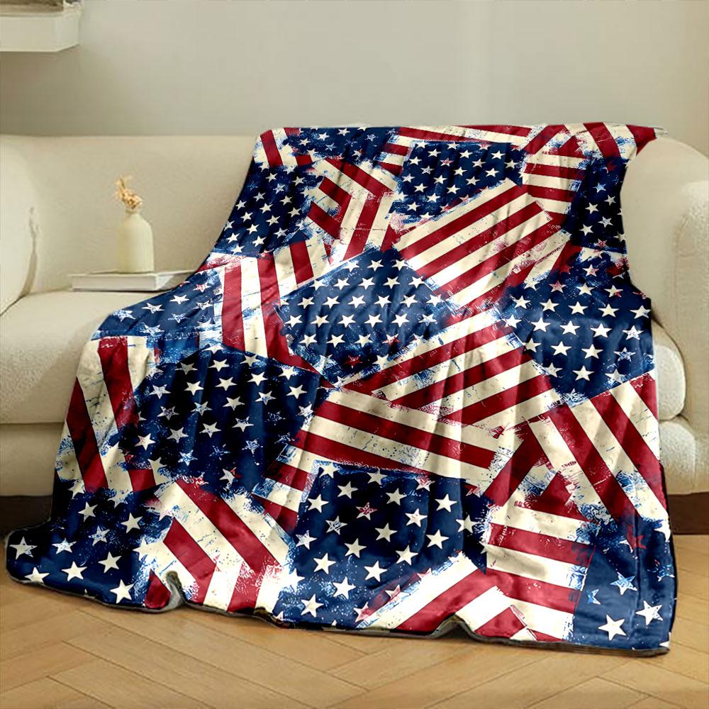 Coperta Morbida Bandiera Americana Usurata Coperta da Camera per Soggiorno Divano Pausa Pranzo Morbido Plaid per Festival dell'Amico Regalo