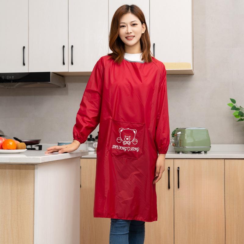 Reverse Smock Waterproof And Oil-Proof Long-Sleeved Apron Household Kitchen Work Men And Women
