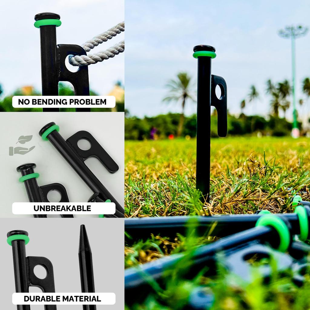 10 Stück Zeltnägel Metall, 12 Zoll Camping-Erdnägel mit Leuchtring für erhöhte Sichtbarkeit, Langlebige Bodenheringe für Outdoor-Abenteuer