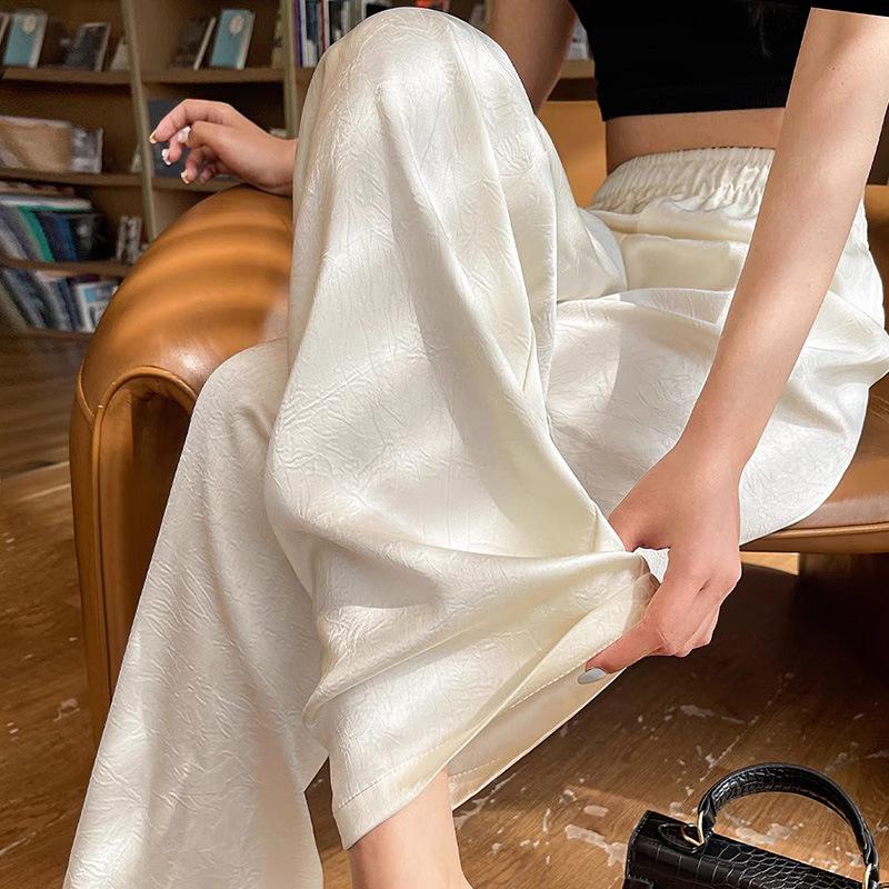 

Брюки палаццо Женские Весенне-летние Новые Брюки с защитой от солнца Подвеска Высококлассные Прямые Брюки L грязно-белый