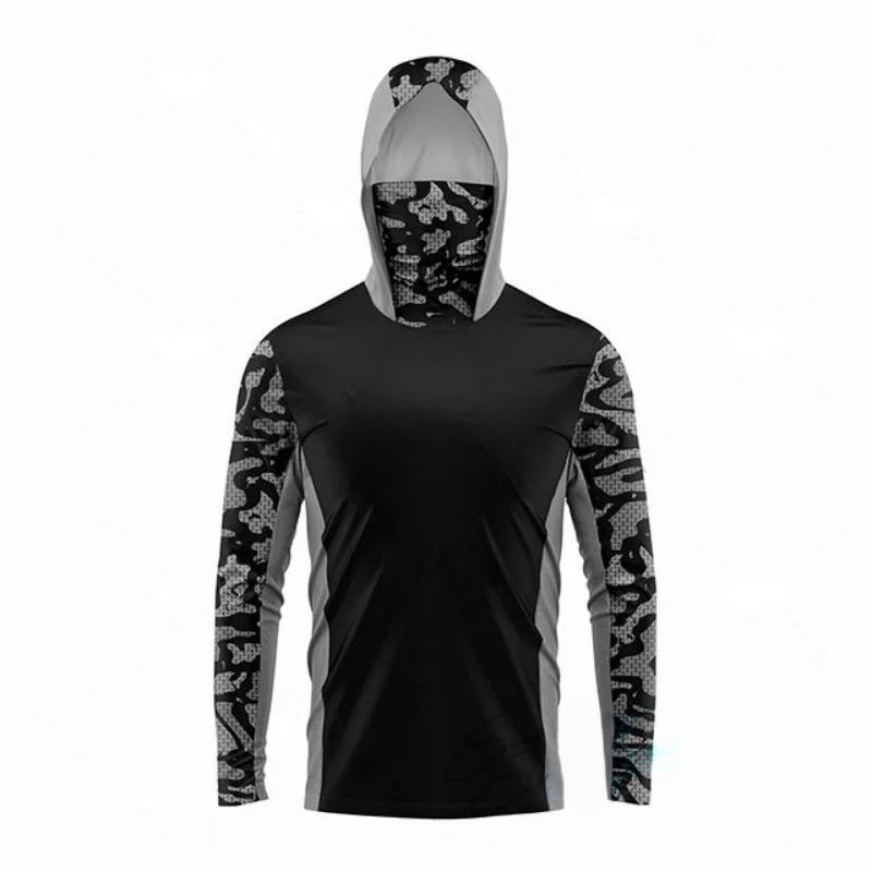 MALFC Fishing Apparel Men Hood Fishing Shirt Long Sleeve Fishing T Shirt Uv Protection