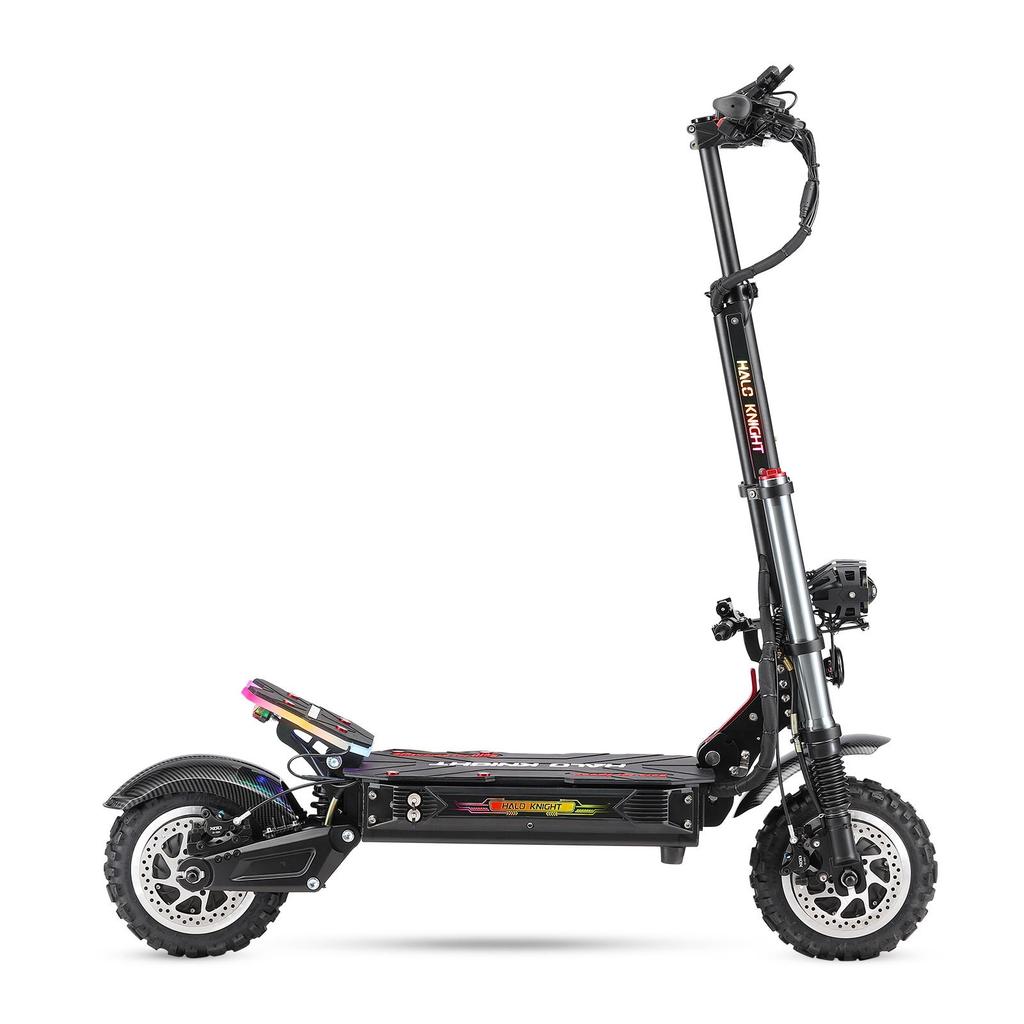 Halo Knight T107 Pro Elektrikli Scooter 11 İnç Arazi Lastiği 3000W*2 Çift Motor 60V 38.4Ah Pil 80km Maksimum Menzil
