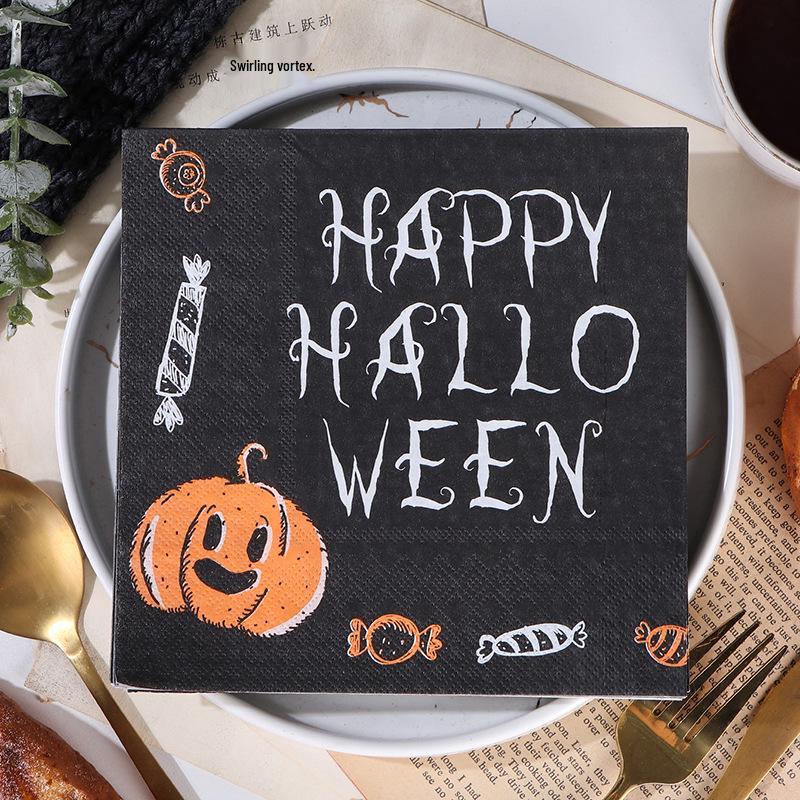 Halloween Pumpkin Party Napkins - Creative English Disposable Square Paper Napkins