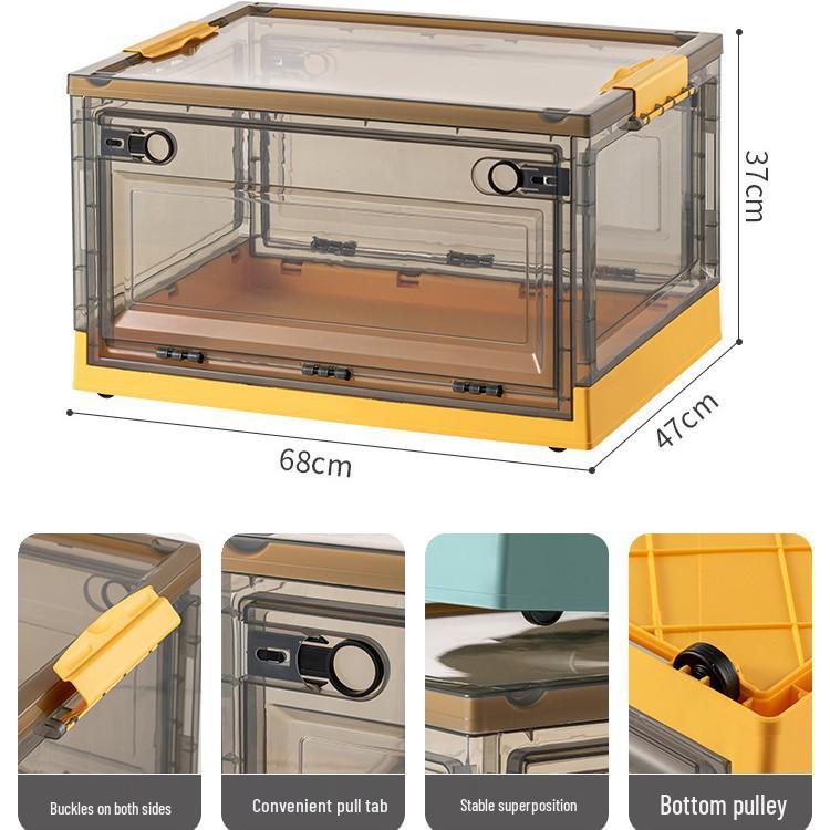 Large Outdoor Portable Transparent Foldable Storage Box for Clothes, Toys, Snacks, Books - Dustproof and Ideal for Home Use.