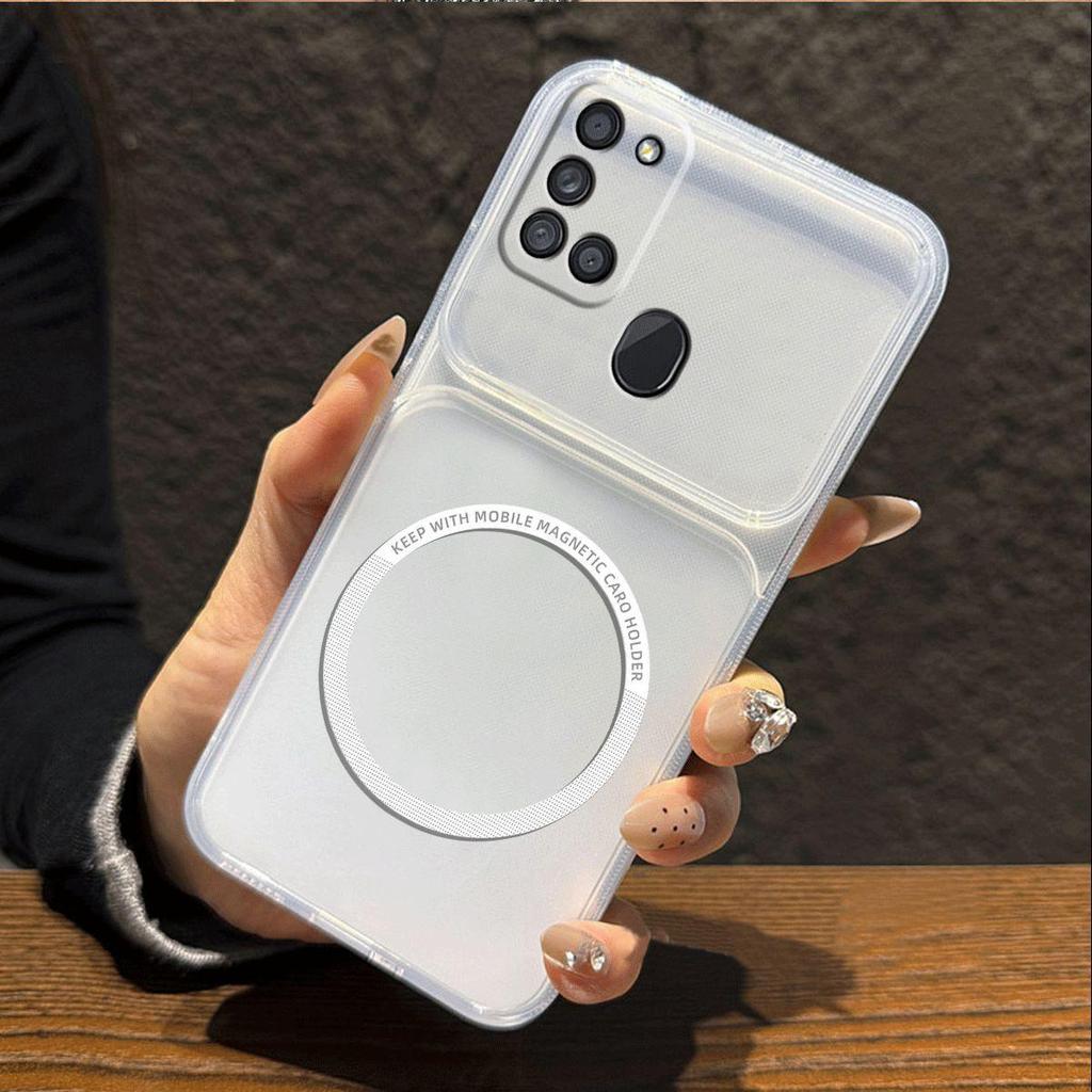 Metallic Finish Magnetic TPU Phone Case for Samsung Galaxy A21s Shockproof Matte Soft Cover