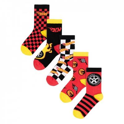 Jungen Karomuster Flammen Wadenhohe Socken (Packung mit 5)