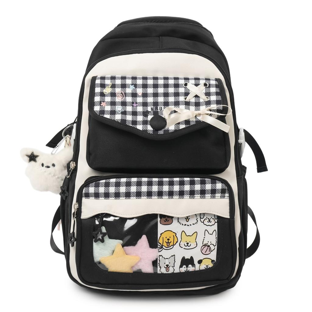 Schoolbag1011 new cute transparent pain bag cartoon foreign style backpack large capacity contrasting color backpack student schoolbag female