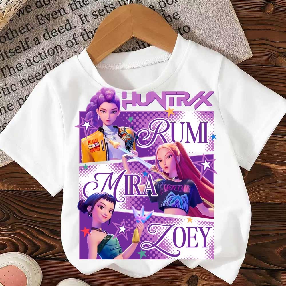 2026 Moda Casual Dziecięcy T-shirt KPop Demon Hunters Fajny T-shirt dla Dziewczyn Top Zabawny Prezent dla Fanów Koszulka - Ubrania KPop Demon Hunters