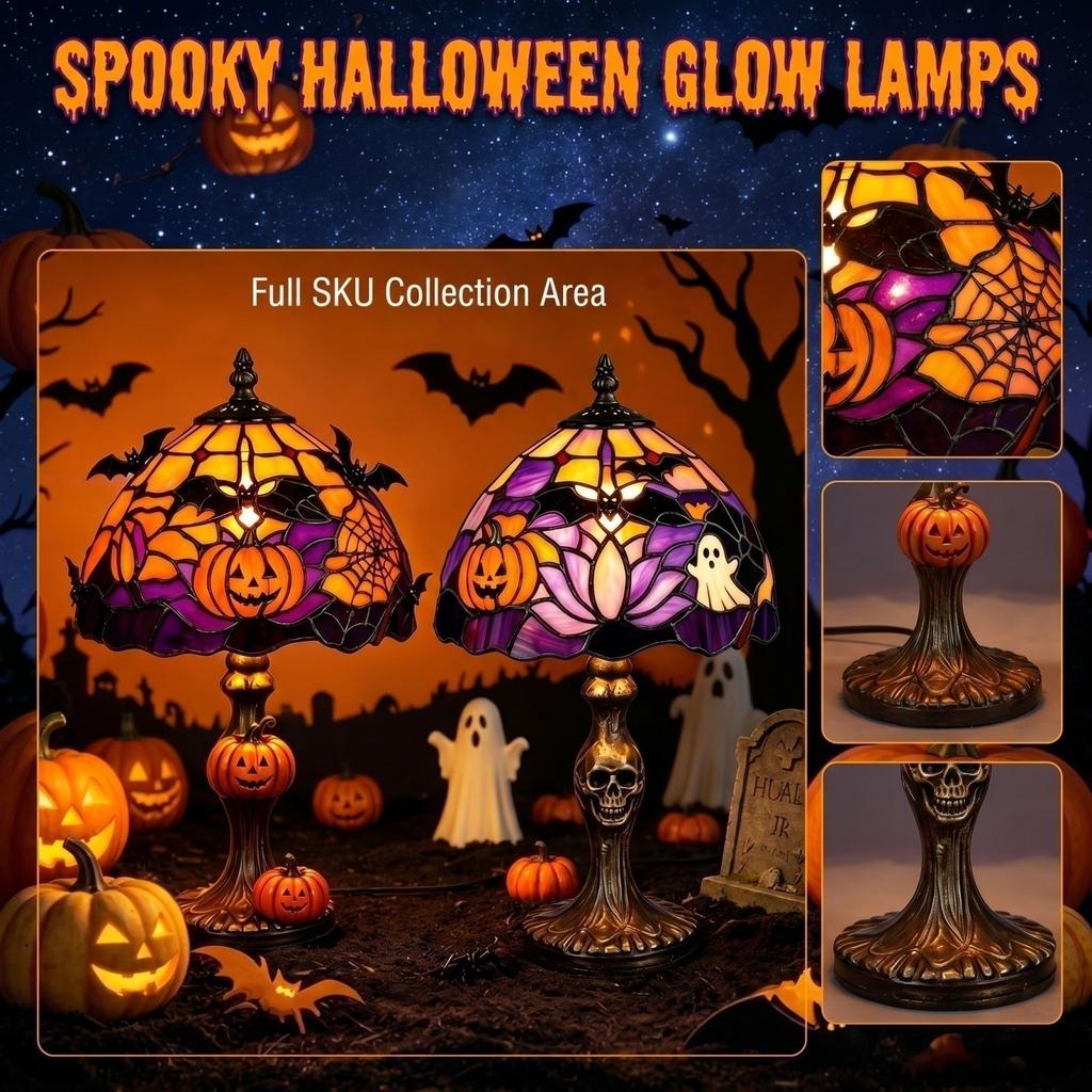 Halloween Pumpkin Glowing Resin Lamp for Home Decor and Night Light