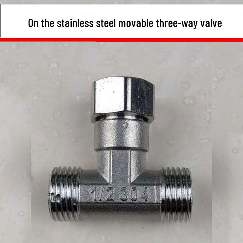 Stainless Steel 4-Point Thickened Male & Female Thread Live Joint Tee Gas/Water Pipe Elbow Fittings